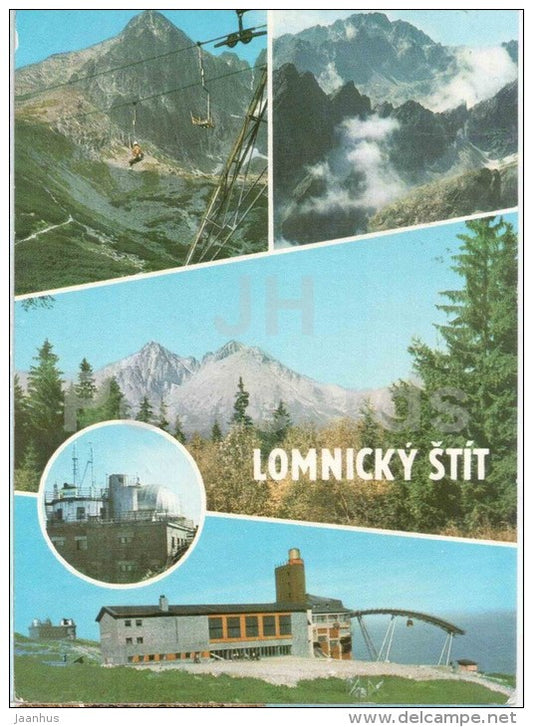 Lomnicky shield - observatorium - hotel Encian - High Tatras - Czechoslovakia - Slovakia - used 1980 - JH Postcards