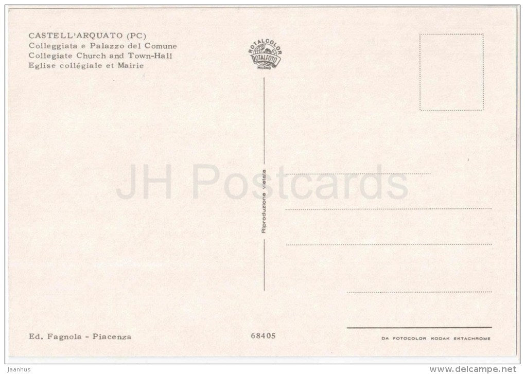 Colleggiata e Palazzo del Comune - Castell`Arquato - Piacenza - Emilia-Romagna - 68405 - Italia - Italy - unused - JH Postcards