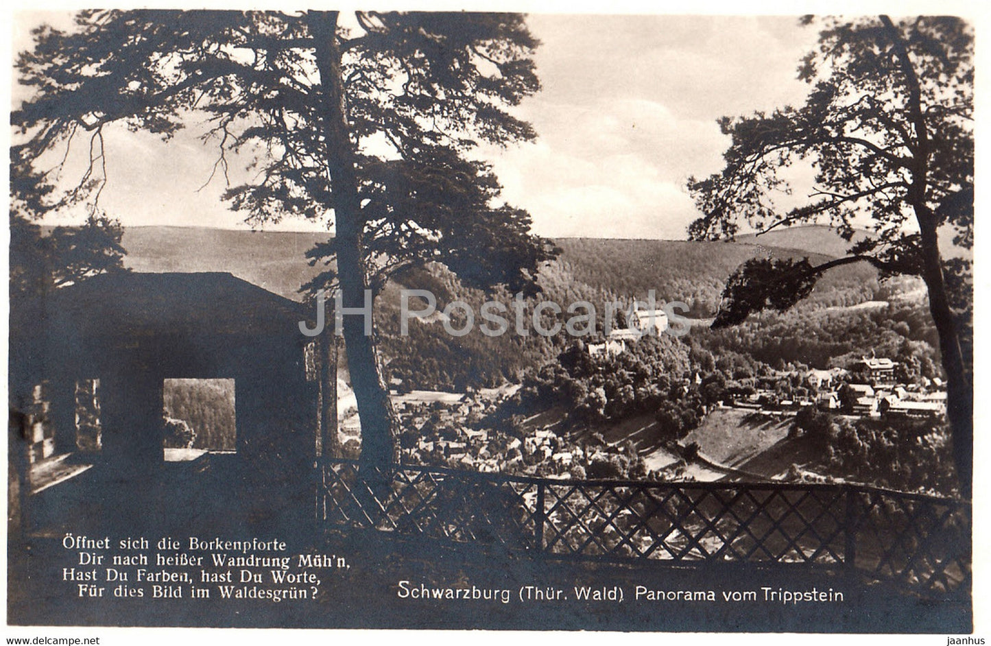 Schwarzburg - Panorama vom Trippstein - 2077 - old postcard - Germany - unused - JH Postcards