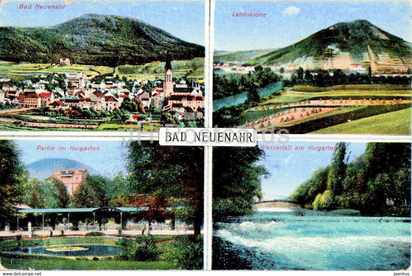 Bad Neuenahr - Landskrone - Partie im Kurgaten - Wasserfall - old postcard - 1917 - Germany - used - JH Postcards