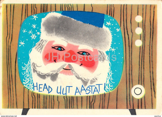 New Year Greeting Card by L. Harm - Sant Claus - TV - 1966 - Estonia USSR - unused - JH Postcards