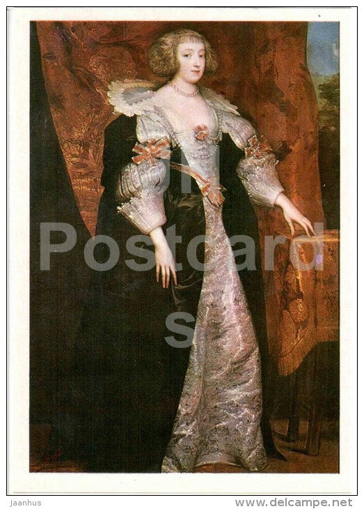 Music saloon - painting by van Dyke Portrait of Unknown Woman - Arkhangelskoye Palace - 1977 - Russia USSR - unused - JH Postcards
