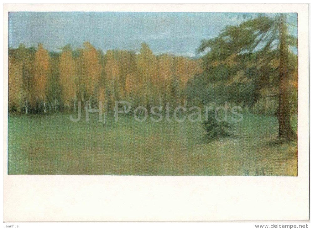 Painting by I. Levitan - 1 - Autumn Landscape - nature - russian art - unused - JH Postcards