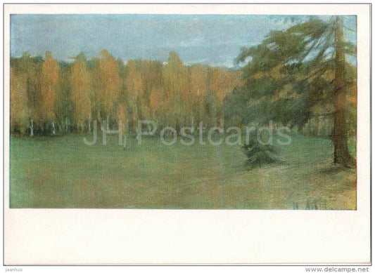 Painting by I. Levitan - 1 - Autumn Landscape - nature - russian art - unused - JH Postcards