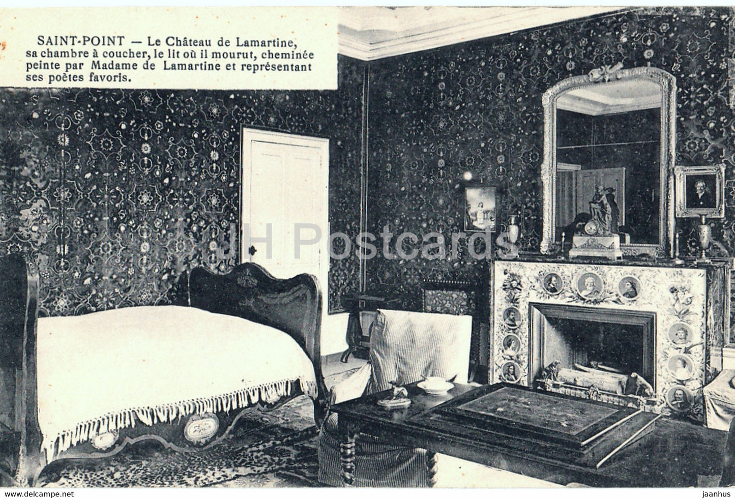 Saint Point - Le Chateau de Lamartine - sa chambre a coucher - castle - old postcard - France - unused - JH Postcards