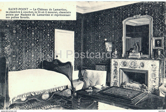 Saint Point - Le Chateau de Lamartine - sa chambre a coucher - castle - old postcard - France - unused - JH Postcards