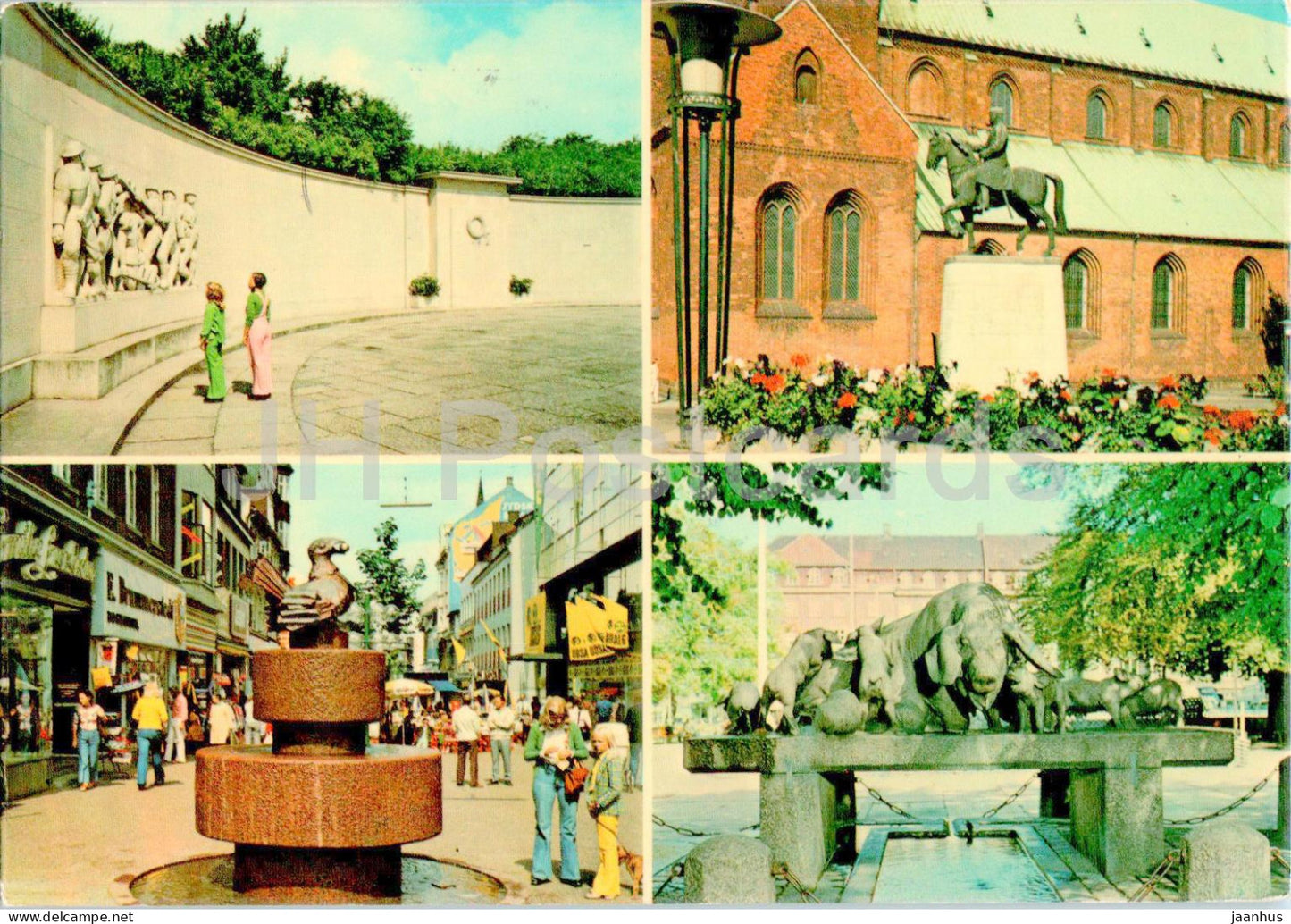 Arhus - Aarhus - Mindeparken - Fuglebronden - Ceresd-Bronden - memorial park - multiview - 149 - 1978 - Denmark - used - JH Postcards
