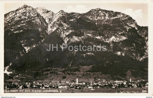 Garmisch mit dem Kramer und Grasberg - old postcard - 1928 - Germany - used - JH Postcards