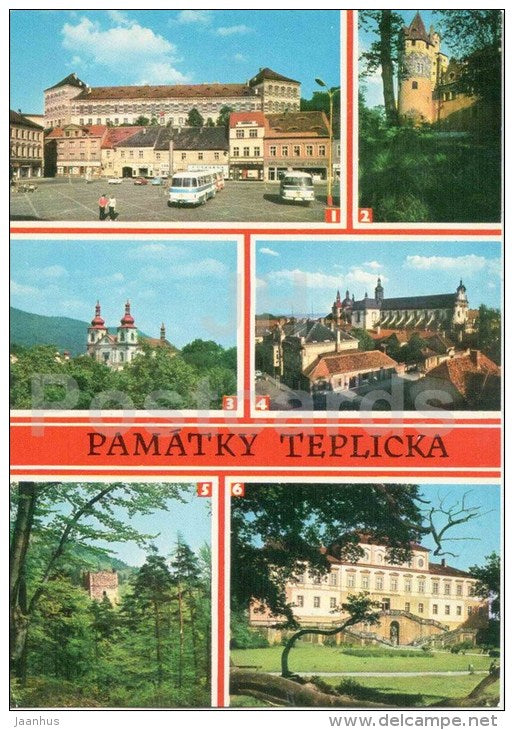Teplice - Bilina , castle - Doubravka castle - Bohosudov , monastery - Osek - bus - Czechoslovakia - Czech - unused - JH Postcards