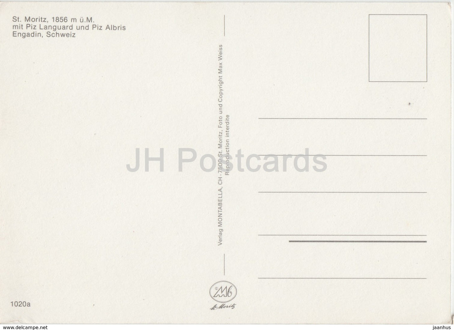 St Moritz - Top of the World - Piz Languard - Piz Albris - Switzerland - unused