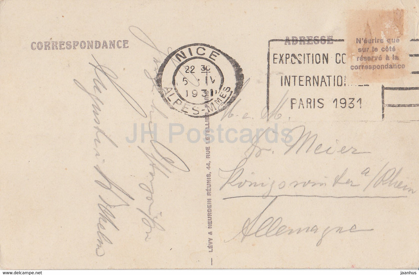 Cannes - La Croisette et le Mont Chevalier - 218 - old postcard - 1931 - France - used