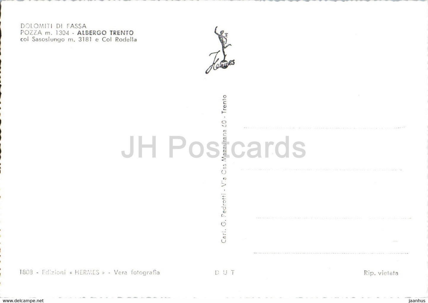 Dolomiti di Fassa - Pozza - Albergo Trento - Sassolungo - Col Rodella - old postcard - Italy - unused