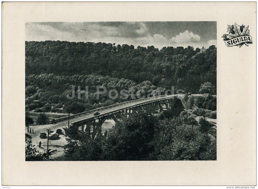 Bridge over Gauja river - Sigulda - old postcard - Latvia USSR - unused - JH Postcards