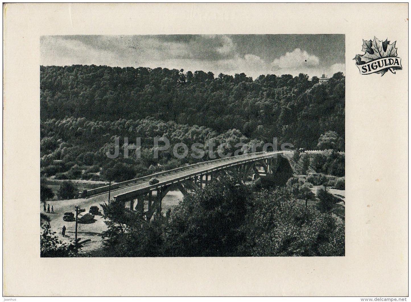 Bridge over Gauja river - Sigulda - old postcard - Latvia USSR - unused - JH Postcards