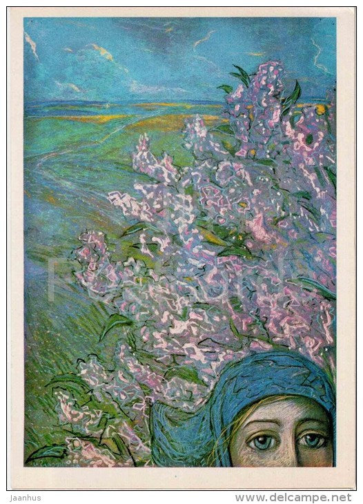 illustration by I. Glazunov - Sings Sleep by russian poet Aleksandr Blok - womans eyes - 1982 - Russia USSR - unused - JH Postcards