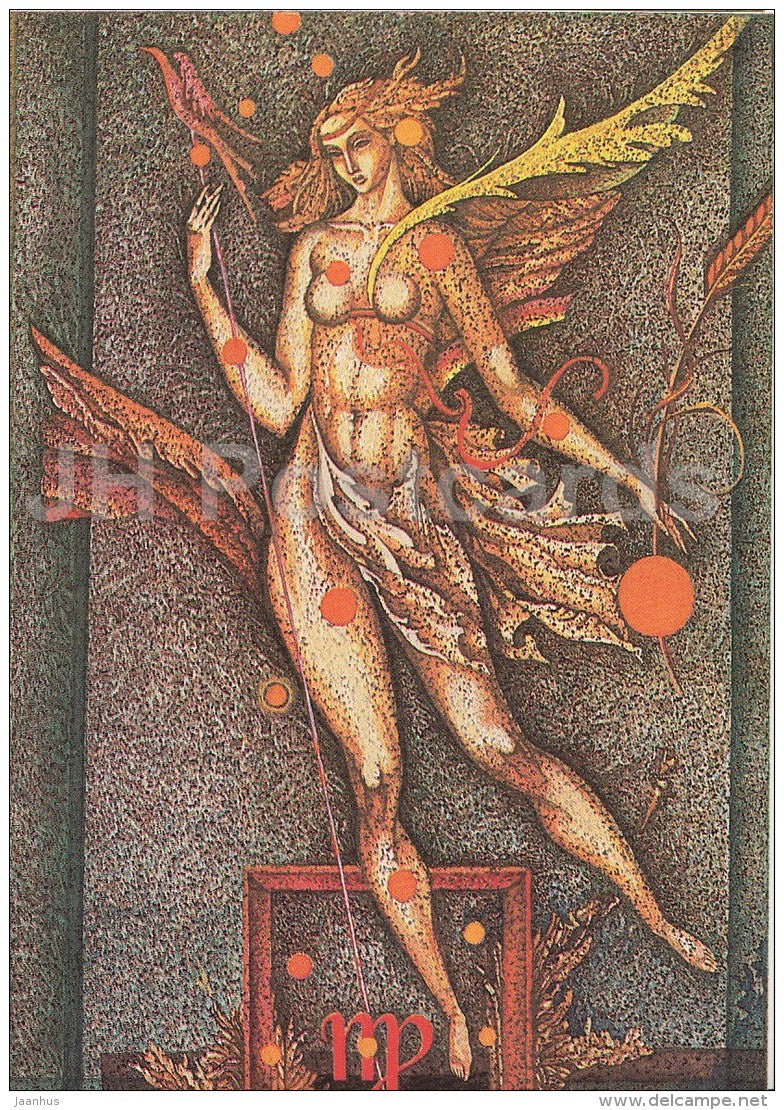 illustration by V. Stanishevski - Virgo - Zodiac sign - 1984 - Estonia USSR - unused - JH Postcards
