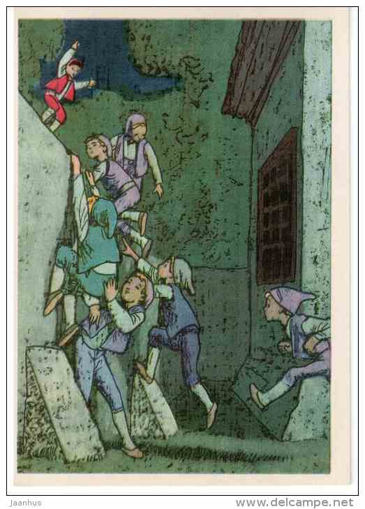 Tom Thumb - Climbing over the fence - Fairy Tale by Charles Perrault - 1976 - Russia USSR - unused - JH Postcards