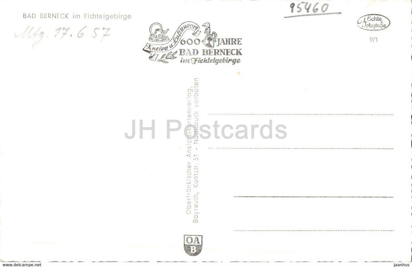 Bad Berneck im Fichtelgebirge - old postcard - Germany - unused