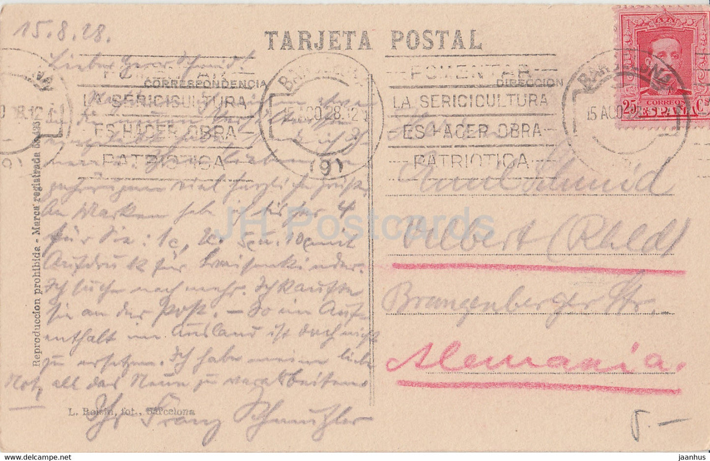 Barcelone - Arco del Triunfo - tram - 10 - carte postale ancienne - 1928 - Espagne - utilisé