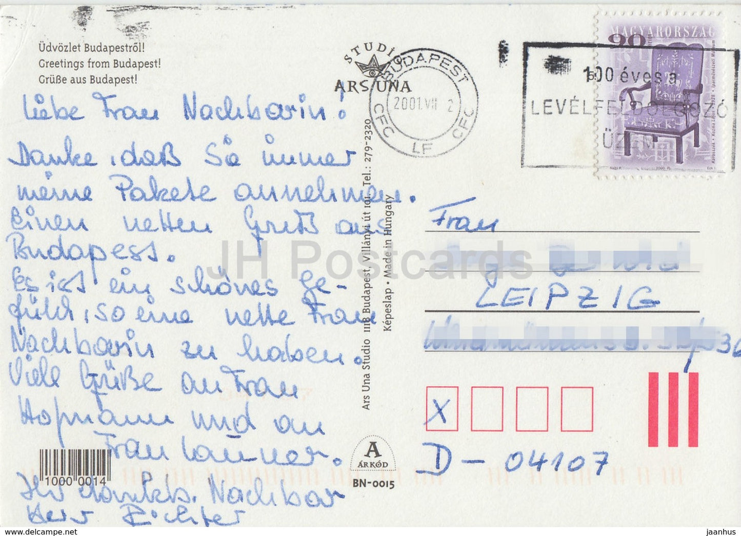 Grüße aus Budapest – Parlament – ​​Burg – Brücke – Architektur – 2001 – Ungarn – gebraucht