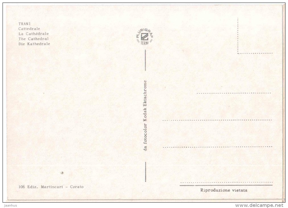 Cattedrale - cathedral - Trani - Puglia - 106 - Italia - Italy - unused - JH Postcards