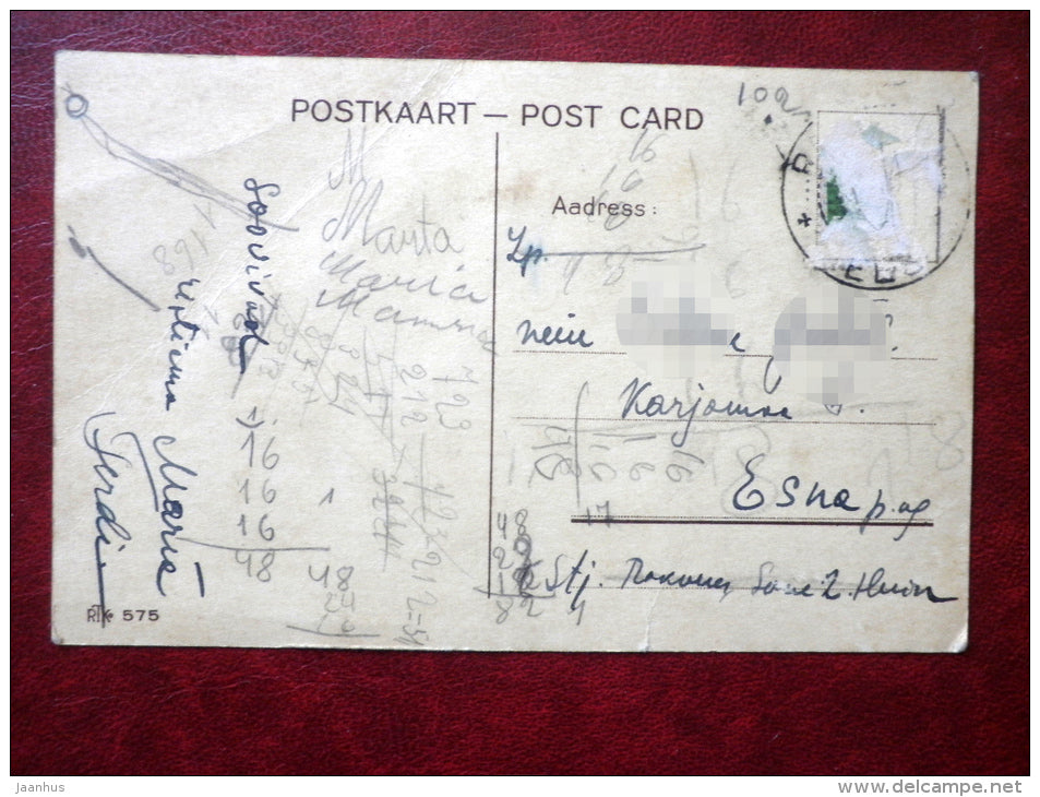 Easter Greeting Card - chicken - eggs - RTK 575 - 1920s-1930s - Estonia - used - JH Postcards