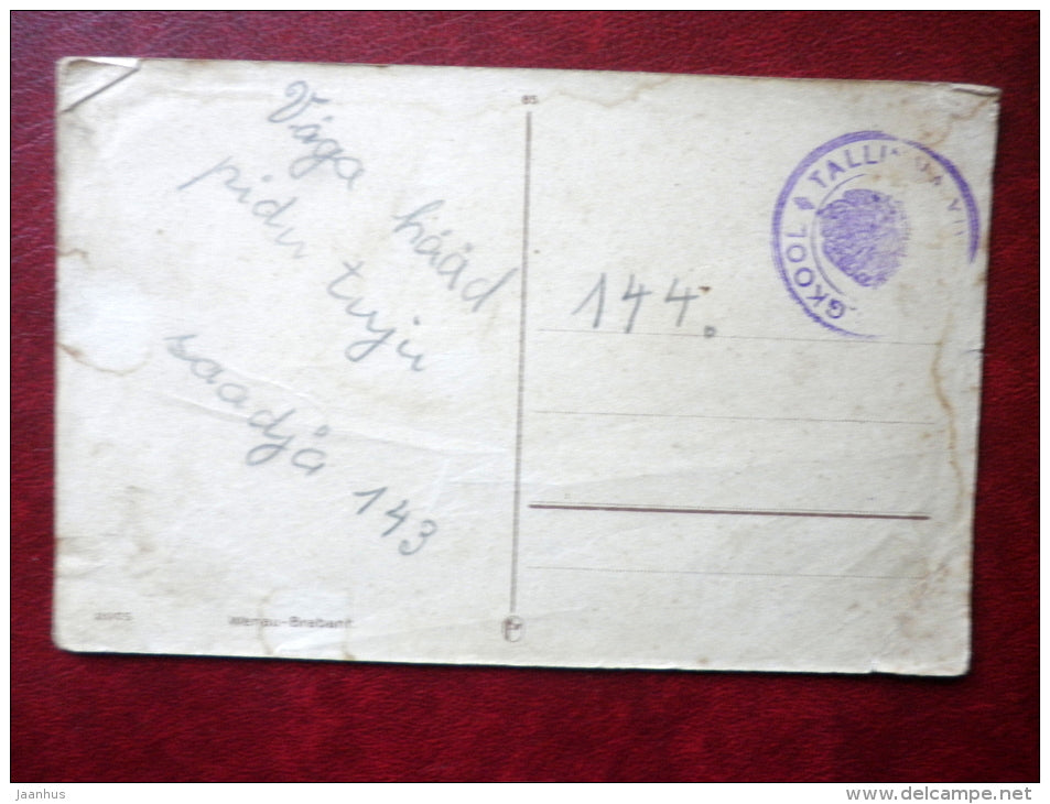 Girl with doll readin a book - 2075 - Wenau Brabant - circulated in Estonia - Austria - used - JH Postcards