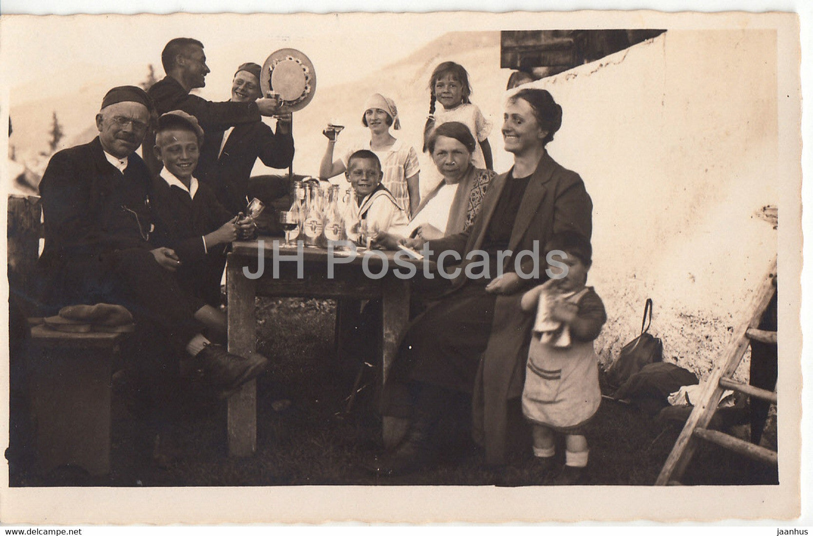 countryside celebration - group photo - old postcard -  unused - JH Postcards