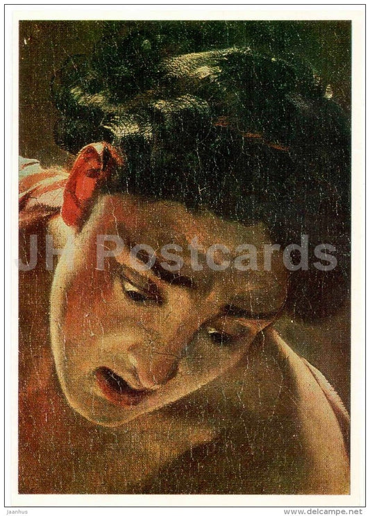 painting by K. Bryullov - Last Day of Pompeii , 1833 - detail - woman - 2 - Russian art - 1979 - Russia USSR - unused - JH Postcards