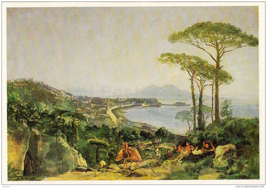 painting by A. Ivanov - Naples from road to Posilippo, 1840s - Russian art - 1987 - Russia USSR - unused - JH Postcards