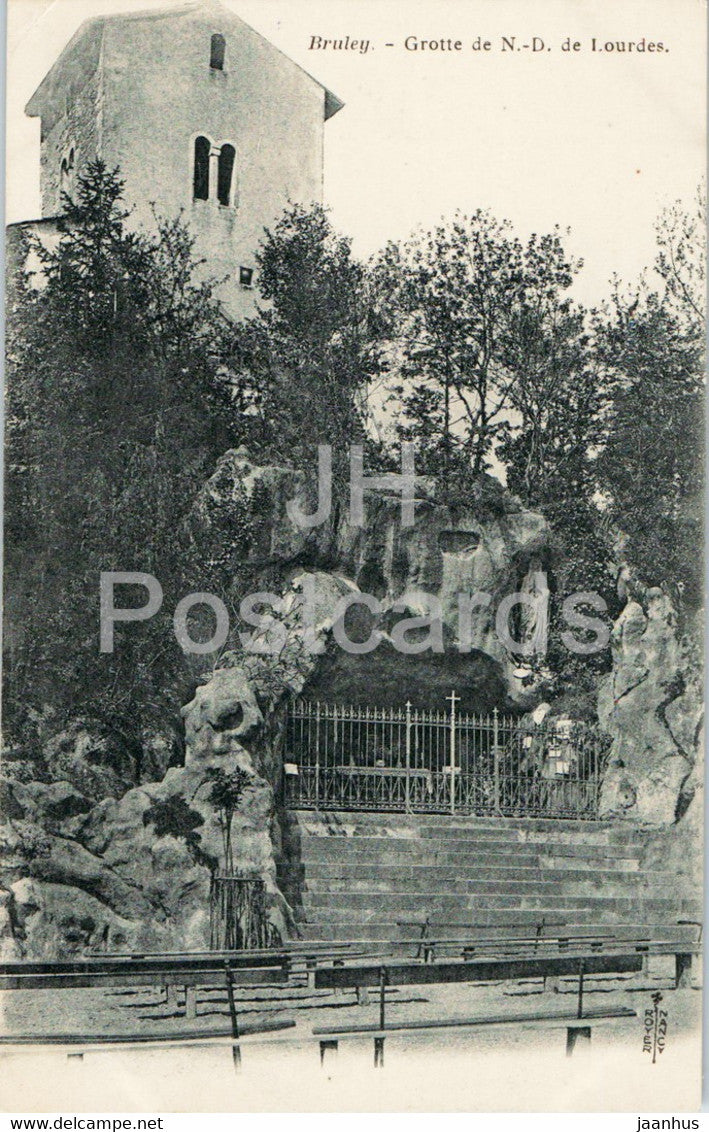 Bruley - Grotte de N D de Lourdes - old postcard - 1905 - France - used - JH Postcards