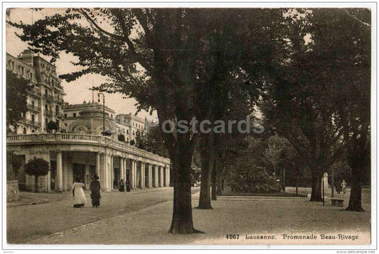 Promenade Beau-Rivage - Lausanne - No 4067 - Switzerland - sent from Switzerland Lausanne to St. Petersburg Russia 1900s - JH Postcards