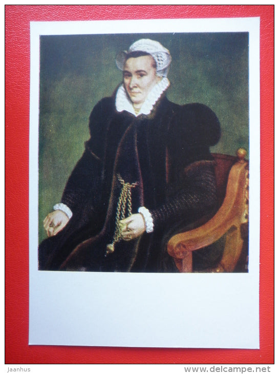 painting by Frans Pourbus the Elder . Portrait of a Woman - flemish art - unused - JH Postcards
