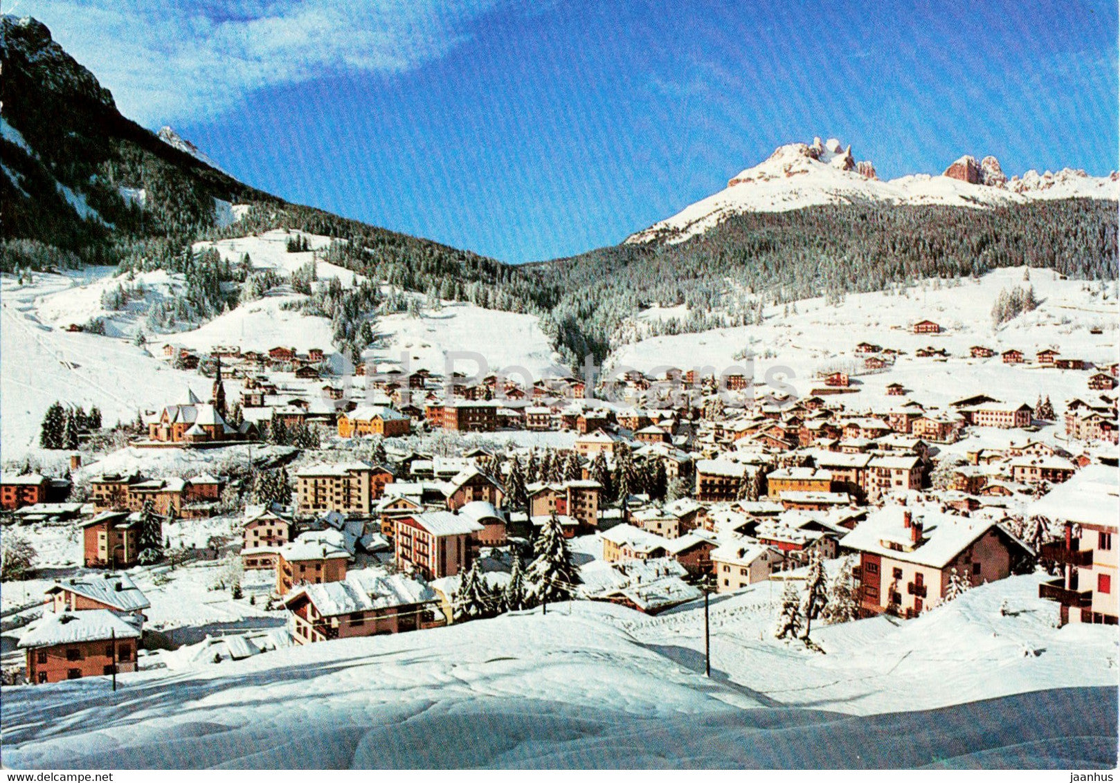 Moena 1200 m - Veduta verso Passo Costalunga - Dolomiti - Italy - used - JH Postcards