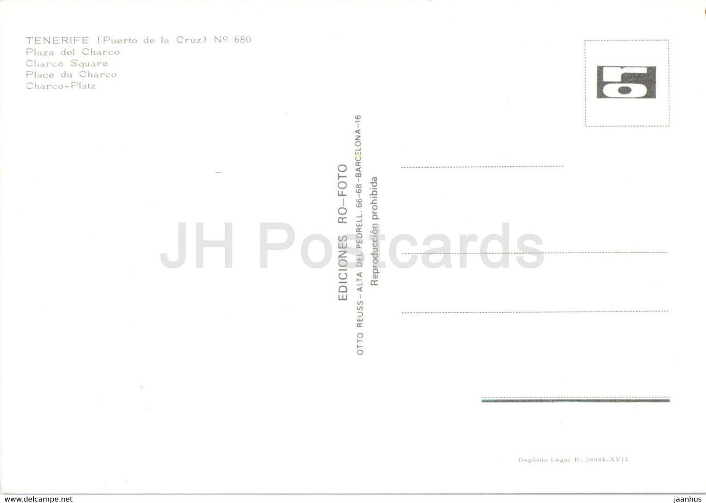 Tenerife - Puerto de la Cruz - Plaza del Charco - Place Charco - Espagne - inutilisé