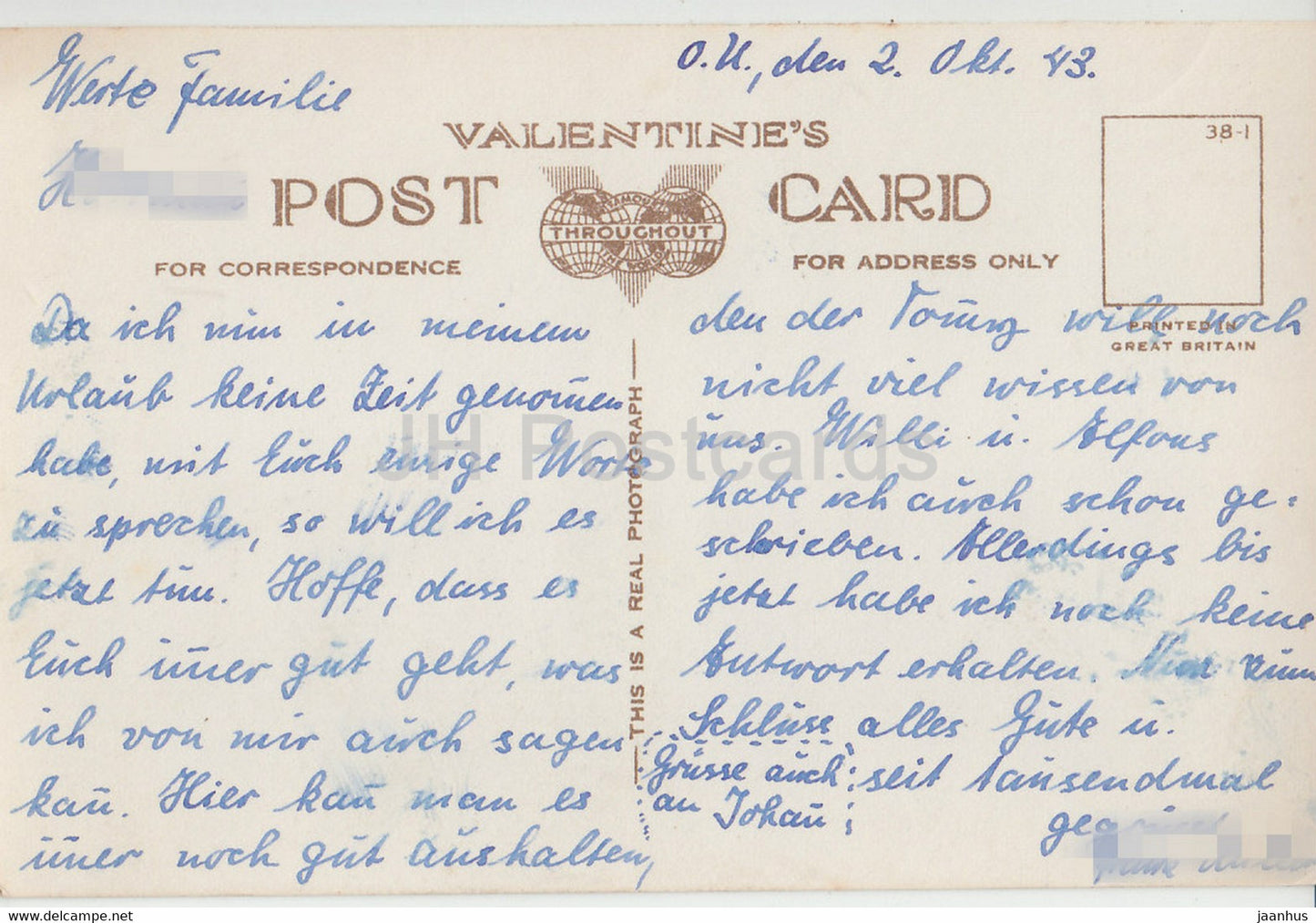 Anne Port – Jersey – 2115 – alte Postkarte – 1943 – Vereinigtes Königreich – Jersey – gebraucht