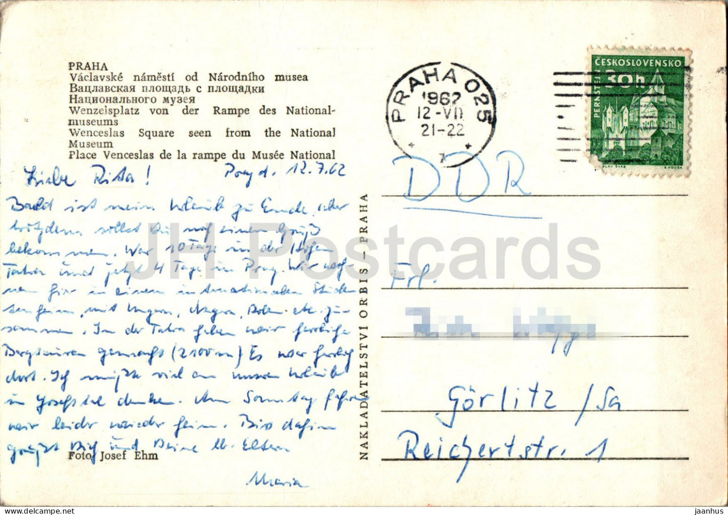 Praha - Prague - Wenceslas Square seen from the National Museum - tram - 1962 - Czech Republic - Czechoslovakia - used