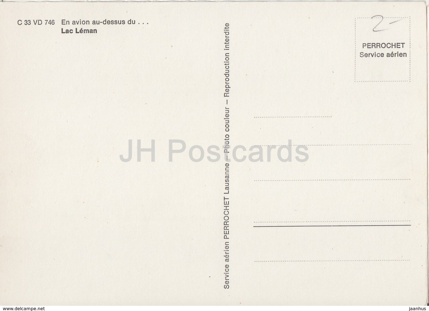 En Avion au dessus du - Lac Leman - MS - passenger ship - Switzerland - unused