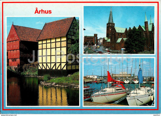 Arhus - Aarhus - Den Gamle By - Domkirken - Marianen - church - port - boat - multiview - AR 24 - 1998 - Denmark - used - JH Postcards