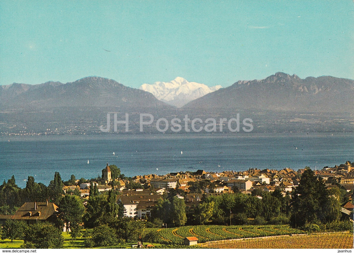 Morges - Vue Generale et le Mont Blanc - general view - MR 28 - Switzerland - used - JH Postcards