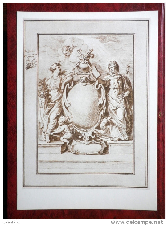 Drawing by Peter Paul Rubens - Design for a Title-Page, 1624 - maxi card - flemish art - 1977 - unused - JH Postcards