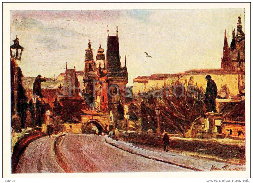 painting by D. Nalbandyan - Prague . Karlov Bridge - Praha - armenian art - unused - JH Postcards