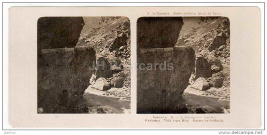 Military Path - Kasarskoye gorge - Caucasus - Russia - Russie - stereo photo - stereoscopique - old photo - JH Postcards