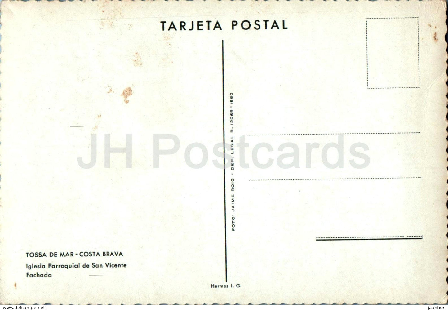 Tossa de Mar - Costa Brava - Iglesia Parroquial de San Vicente - Fachada - church - old postcard - Spain - unused