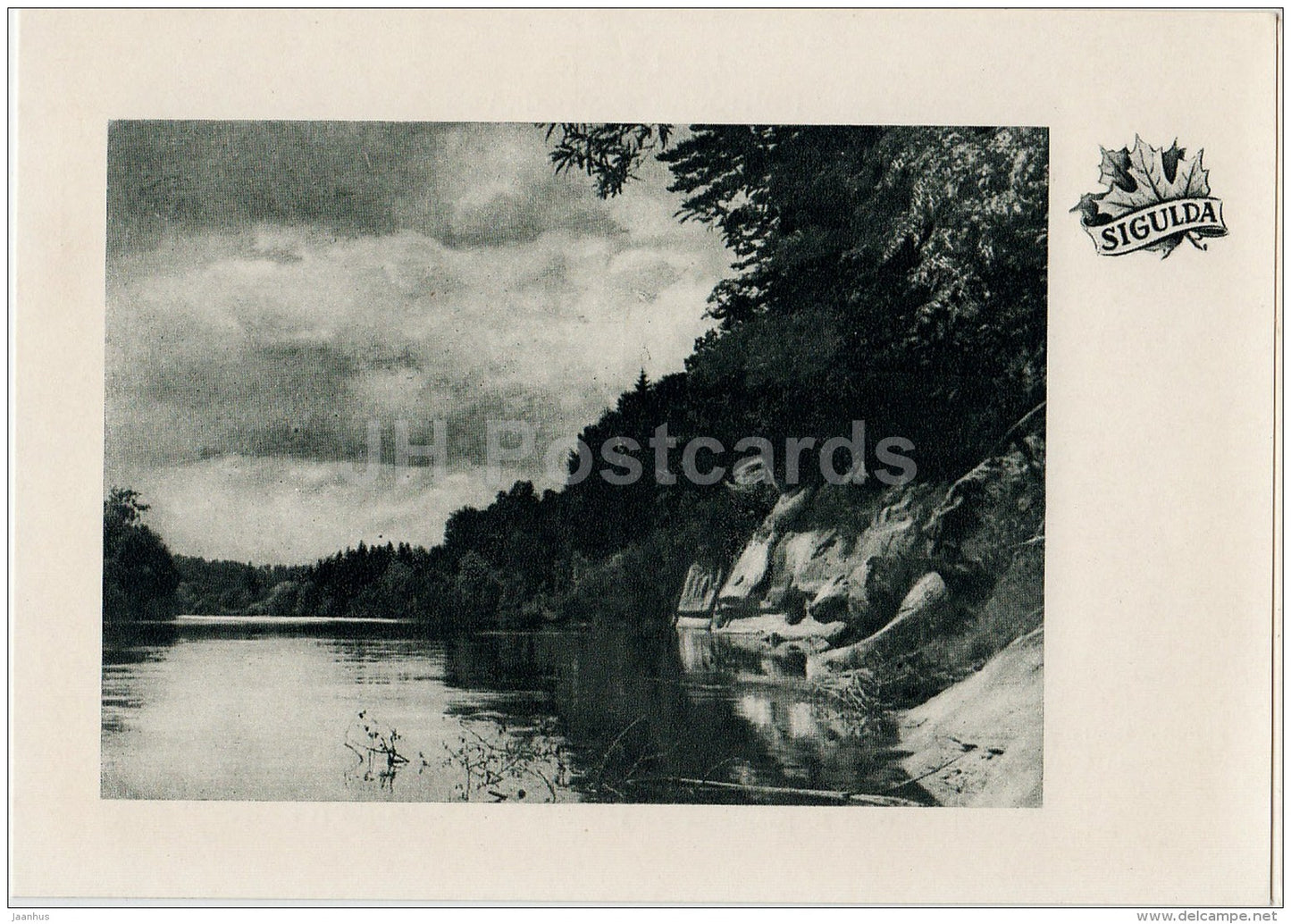 Gauja river near Velna cave - Sigulda - old postcard - Latvia USSR - unused - JH Postcards