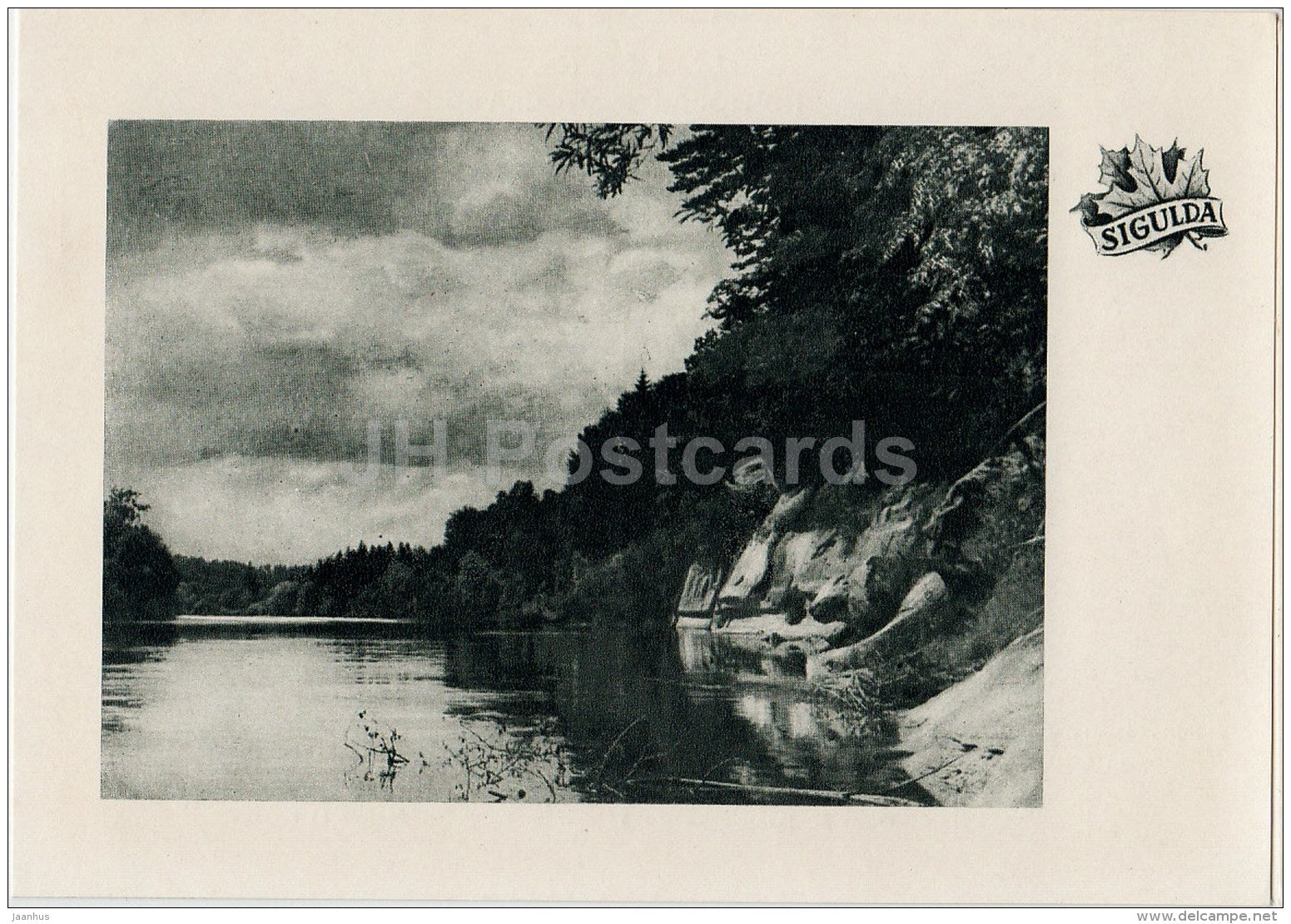 Gauja river near Velna cave - Sigulda - old postcard - Latvia USSR - unused - JH Postcards