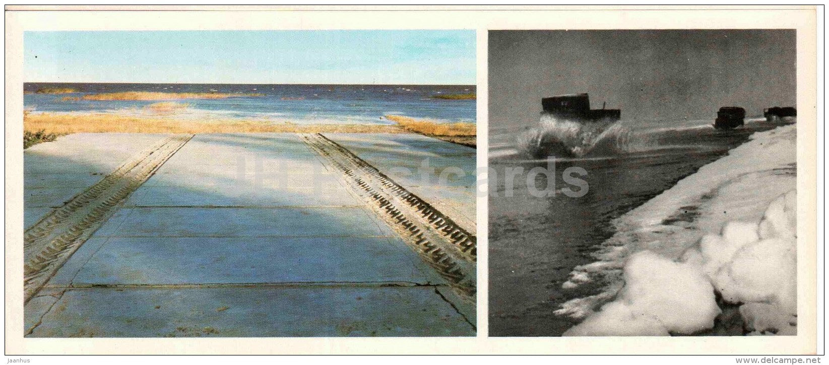 memorial composition - ice track - lake Ladoga - The Road of Life - Leningrad - 1977 - Russia USSR - unused - JH Postcards