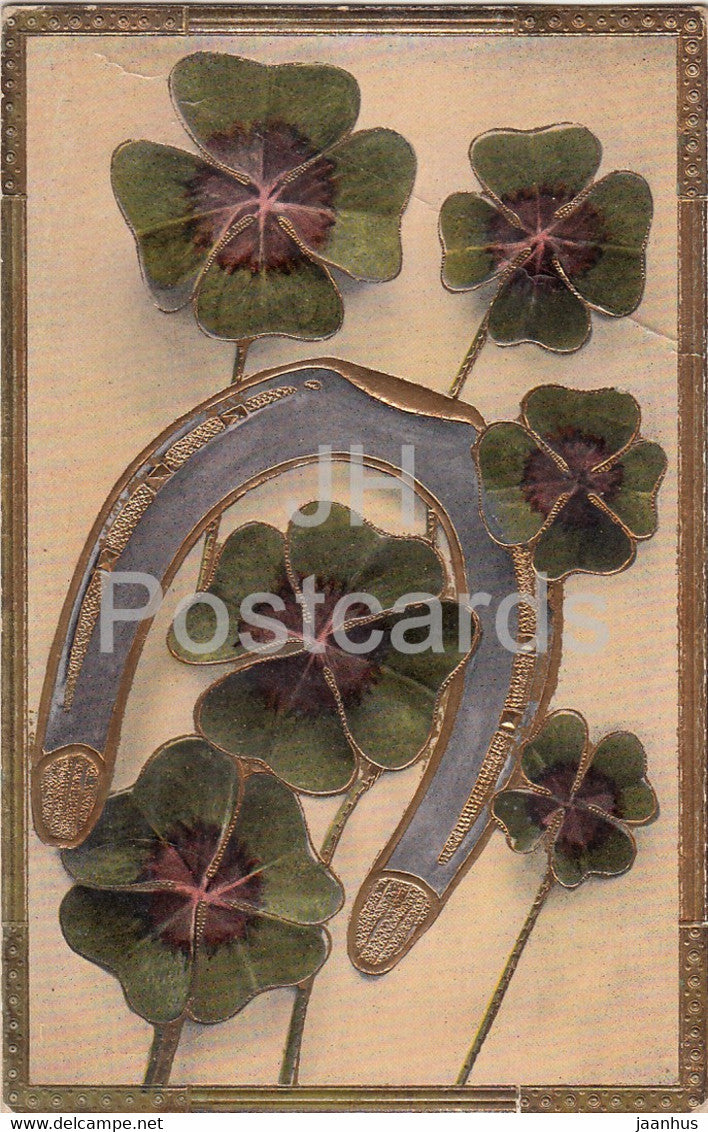 horseshoe - plants - illustration - Serie 2830 - K V i B - old postcard - 1914 - used - JH Postcards