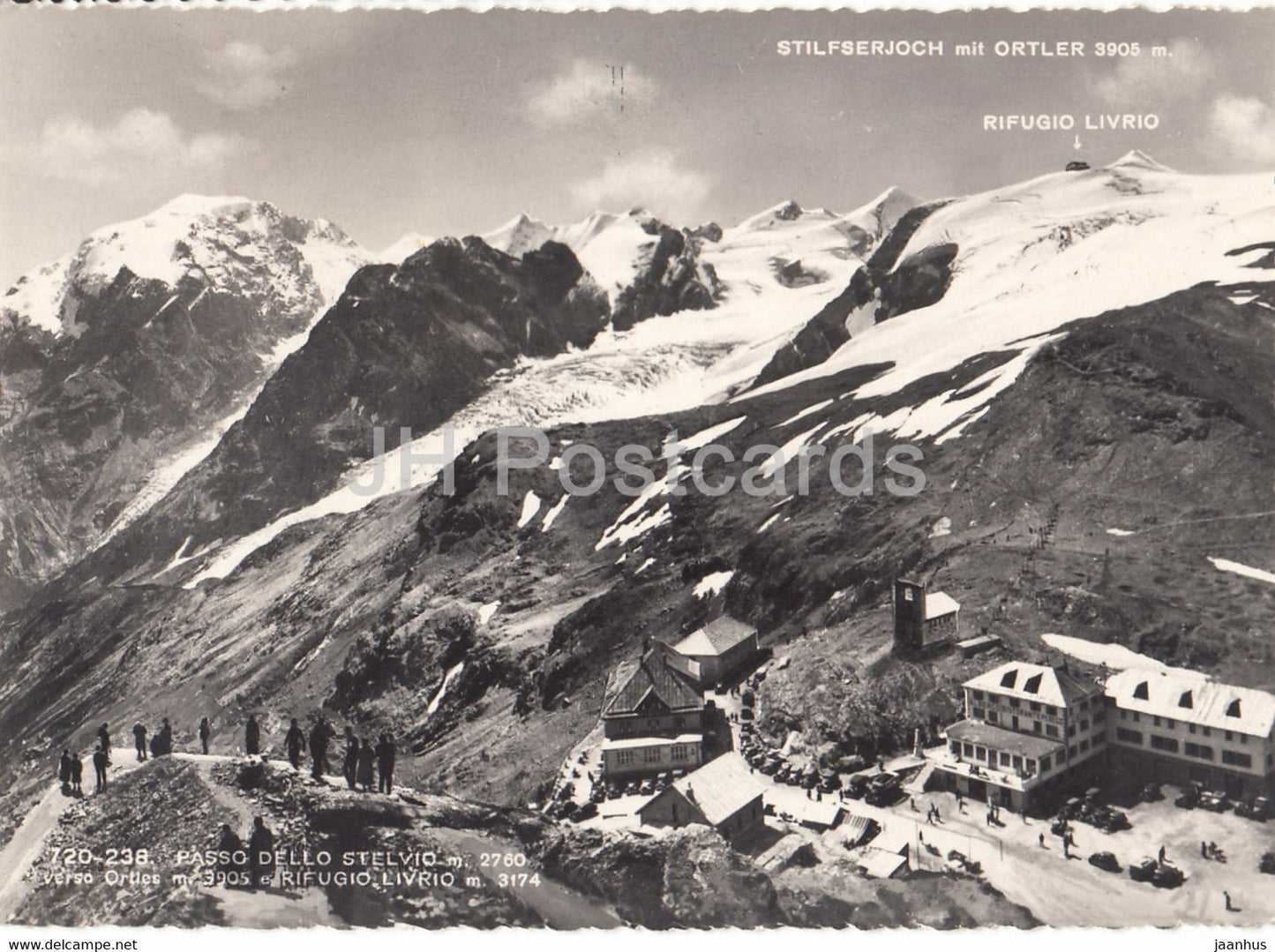 Passo dello Stelvio - Refugio Livrio - Stilfserjoch mit Ortler - old postcard - 1950s - Italy - used - JH Postcards