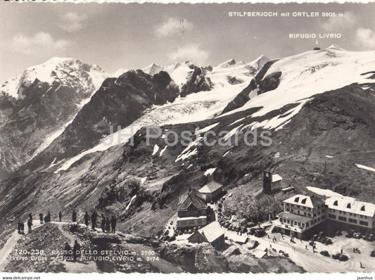 Passo dello Stelvio - Refugio Livrio - Stilfserjoch mit Ortler - old postcard - 1950s - Italy - used - JH Postcards